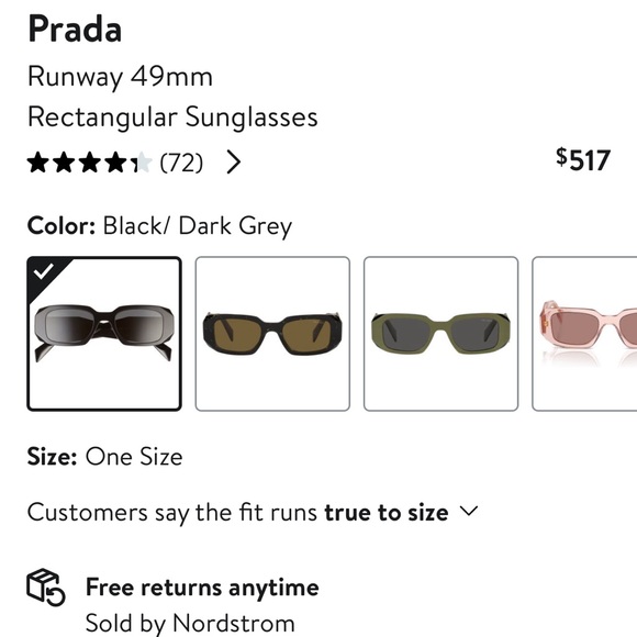 Prada Runway 49mm Rectangular Sunglasses - Picture 5 of 16
